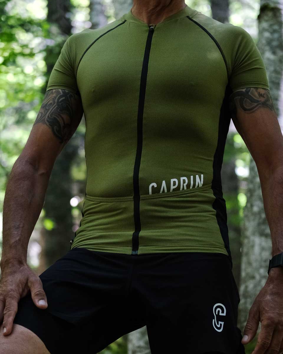 Maillot trail Caprin sport vert avocado version homme #couleur_vert-avocado